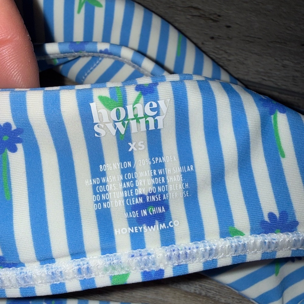 Honey Swim Blue and White Striped Bikini XS NWT - Picture 4 of 4